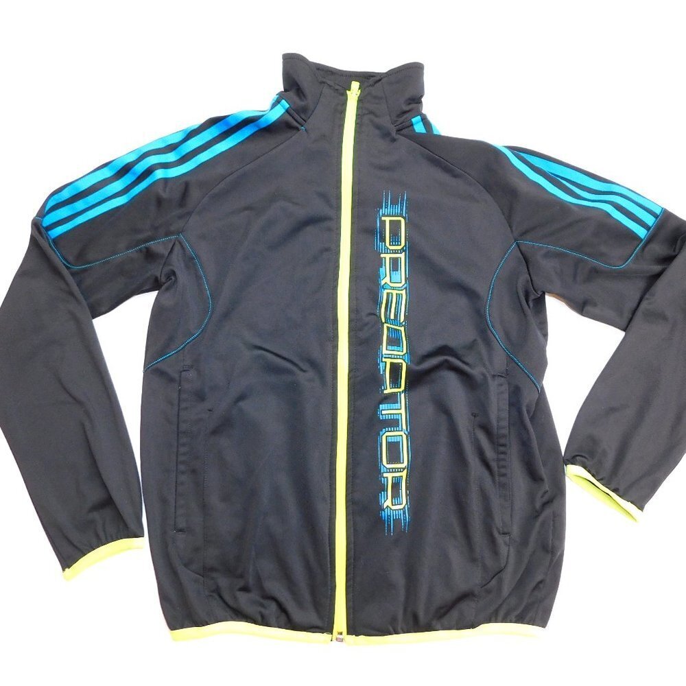 Adidas Black Yellow Predator Full Zip Track Jacket Youth Boy L